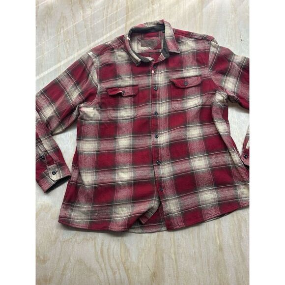 Orvis Sz XXL Flannel Shirt Men’s Cotton Red Tan Plaid EUC Heavy Weight Logger - Picture 1 of 6